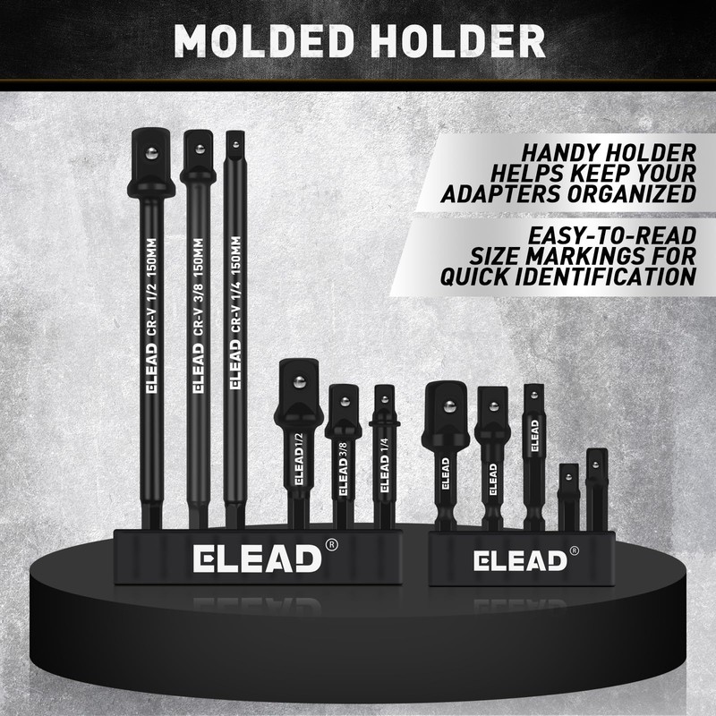11-Piece Impact Socket Adapter Set, 1/4-Inch Hex Shank, 1/4" 3/8"