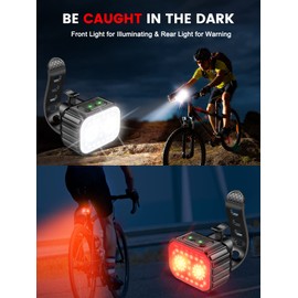 FOCBYE Bike Lights, Super Bright Bike Light Set, IPX6 Waterproof Bike Lights Front and Back, 8+12 Lighting Modes, USB Rechargeable LED Bicycle Light, Mountain Bike Cycling Front Light Rear Light
