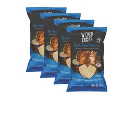 Baked Veggie Chips, Wicked Crisps - Sea Salt Hummus, Pea & Chickpea, Healthy Snack, Gluten-free, Low-fat, Non-GMO, Kosher, No Additives or Preservatives, 4oz bags, (4 pack)