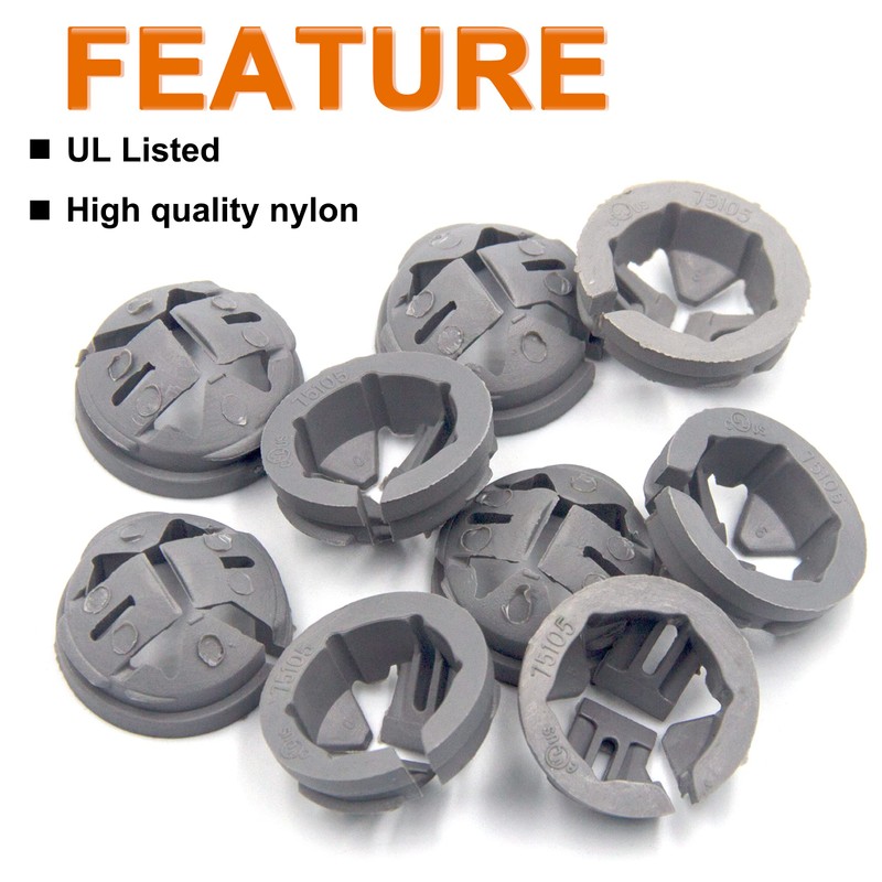 ISPINNER 20pcs 3/8 Inch Trade Size Non-Metallic Button Push-in Cable