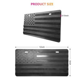 ZXFOOG American Flag License Plate for Front Bumper, Black ABS Plastic Car Tag Plate with 3D Embossed USA Flag Pattern, with Screws, Patriotic Decals