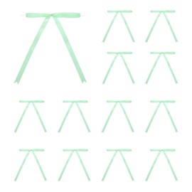 MECCANIXITY 50 Pcs 5x7 Twist Tie Bows Satin Ribbon Bows Wrapping Bows for Craft DIY Sewing Wedding Decor Birthday Party Treat Bags Light Green