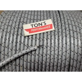 Ton's Performance Vintage  FLATHEAD TRACTOR 8mm Suppression Core BRAIDED CLOTH Gray with Black tracers SPARK PLUG WIRE Foot