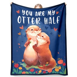 AceThrills Anniversary Blanket Gifts for Women, Husband Gifts - 50" × 60" Otter Throw Blanket - Wife Girlfriend Boyfriend Birthday Gifts, Valentines Day Gifts for Him, Her, Men, Women