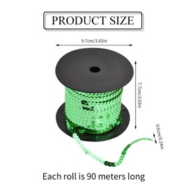 100 Yards Sequin Roll, 6 mm Colourful Sequin Trim, Flat Glitter Trim for DIY Crafts, Sequin Ribbons for Dress Decorating Jewellery Ornament Headband Dance Wear Bracelet (Dark Green)