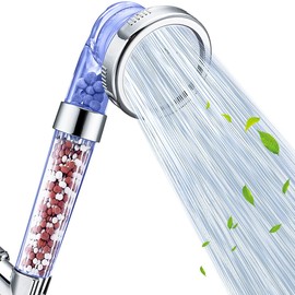 Nosame Shower Head, Filter Filtration High Pressure Water Saving 3 Mode Function Spray Handheld Showerheads 1.6 GPM for Dry Hair & Skin SPA