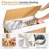 WOWLIVE Double Laundry Hamper with Lid, Handwoven Rolling Laundry Basket