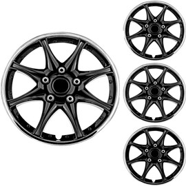 Akcsport Premium Hubcaps Wheel Covers for Toyota Nissan Kia Volkswagon 15 inch to 17 inch (Black JDM, 16 inch)