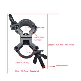 1 Inch Truss Dual Swivel Coupler Clamp, 1.18 Inches Stage DJ Lighting Clamps Heavy Duty Aluminum Alloy 110lbs for 25-30mm OD Pipe 2 Pieces
