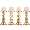 Juego de 4 portavelas de metal dorado, centros de mesa