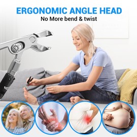 NURIUN 2026 Toenail Clippers for Seniors Thick Toenails, Angled Head Large Toe Nail Clippers for Thick Nails for Men, Heavy Duty Ingrown Toenail Clippers, Long Handle Slanted Nail Clippers Wide Jaw