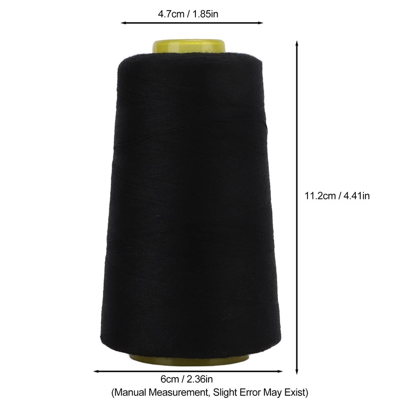 Strong Serger Thread 402, 2 Black Sewing Threads for Overlock,