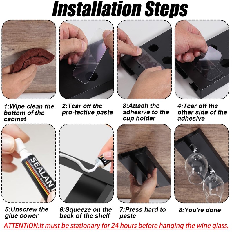 DESONAUT DESONAUT 2Pcs Wine Glass HolderStemware Rack Plastic Punch-free Hanging