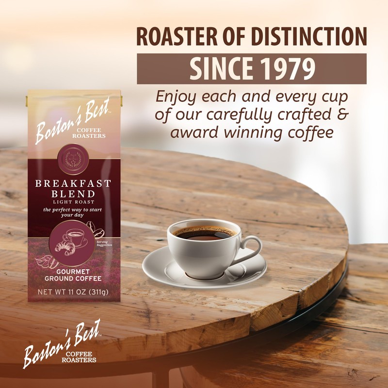 Boston’s Best Coffee - Smooth Light-Roast Breakfast Blend Gourmet Premium