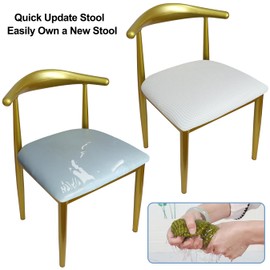 HuaLiSiJi Chair Cover Round Luxurious Fabric, Diameter 36-50 cm, Round Stretchy Wrinkle-Free Washable Dustproof (White, 4)