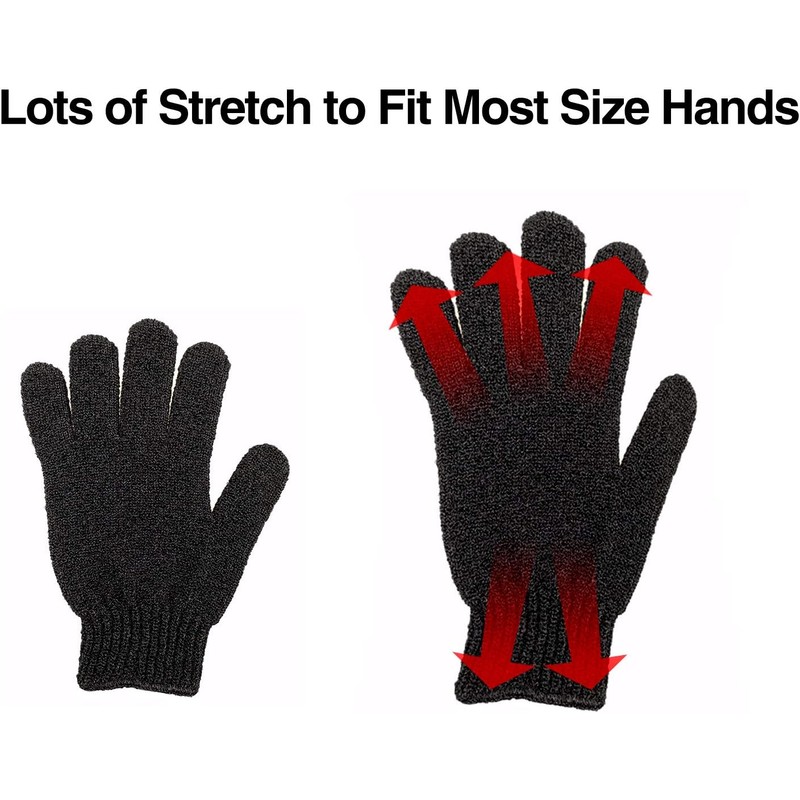 Guantes exfoliantes de baño premium – 6 pares negros, reutilizables