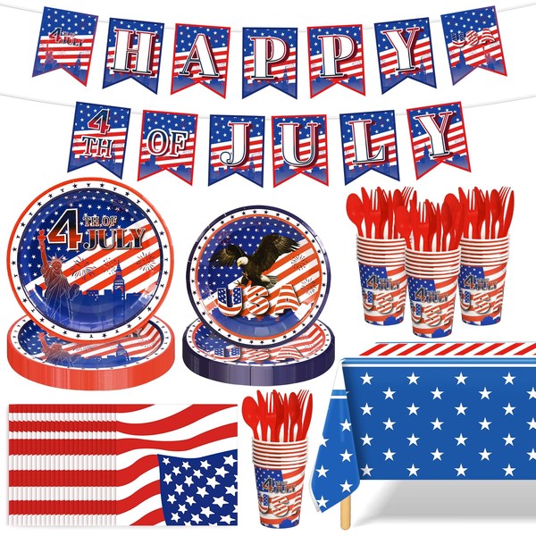 EIMMBD 170 PCS 4th of July Decorations Set, Patriotic Party