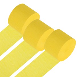 PATIKIL Crepe Paper Streamers, 3 Roll Party Decorations Streamers for Birthday Wedding Christmas Party Supplies, Yellow (1.8Inch x 82Ft/Roll)