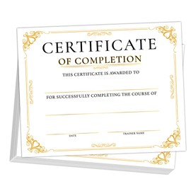 25 PCS Certificate of Completion, Gold Course Completion Award Certificate Diploma Paper for Graduation School Students Teachers Employees, Certificate of Appreciation Recognition,8x10 Inch