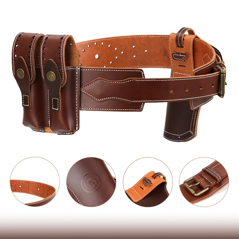 TOURBON Leather Gun Holster Adjustable Belt 1911 Pistol Holder Rig