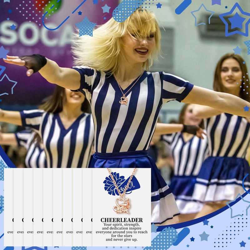 Liliaafar 24 Sets Cheerleader Necklace Gifts Bulk with Card,Blue