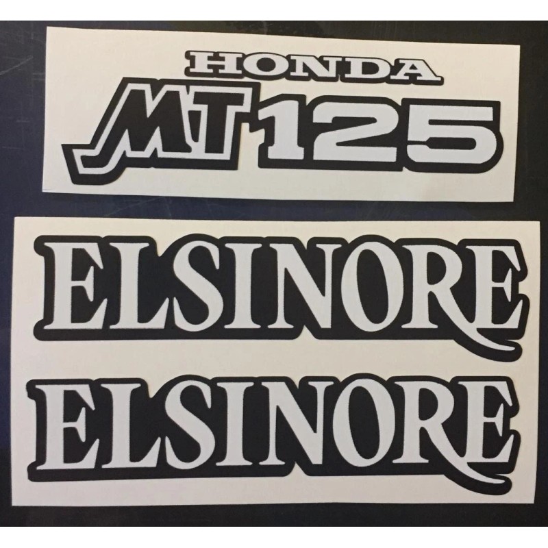Honda Elsinore MT125, 1973 White Tank and Side Cover Decals,