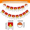 Cartoon Red White Yellow Happy Birthday Party Banner, Ultra-Thick Premium