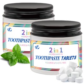 Pack of 2 hydroxyapatite toothpaste, toothpaste tablets, chewable toothpaste, toothpaste tablets, natural paste toothpaste, environmentally friendly glass, environmentally friendly and travel-friendly