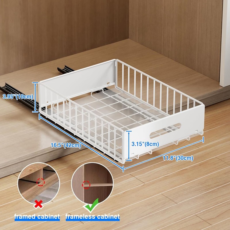 MUSTORN 2 Pack Pull Out Cabinet Organizer, Slide Out Cabinet