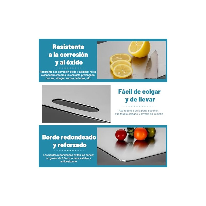 3PCS Tablas para Picar Cocina, Tabla de Cortar de Acero