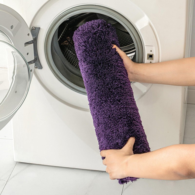 MIULEE Dark Purple Bathroom Runner Rugs, Soft Absorbent Microfiber Long
