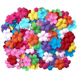 DUONGJAIS BRAND Handmade 100 Pcs Mulberry Paper Sakura Cherry Flowers 30x30mm Scrapbooking Wedding DIY Craft Supplies Card Artificial Flowers (10 Colors)