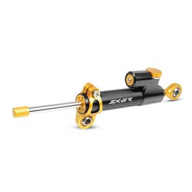 OCNFZ Motorcycle Aluminum Steering Stabilizer Damper for Kawasaki ZX6R ZX-6R Mounting Bracket Kit(Gold and black)