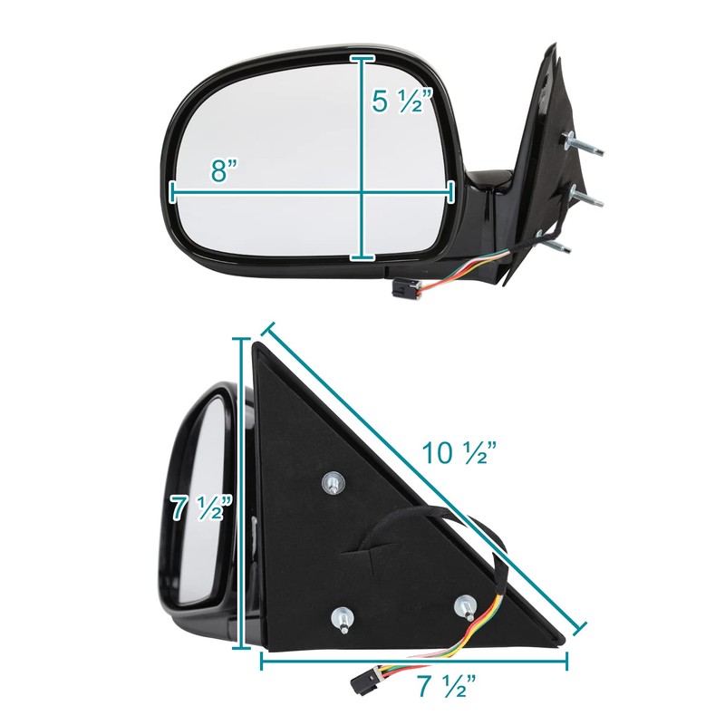 Spec-D Tuning Glossy Black Power Side Mirrors Compatible with 1994-2001