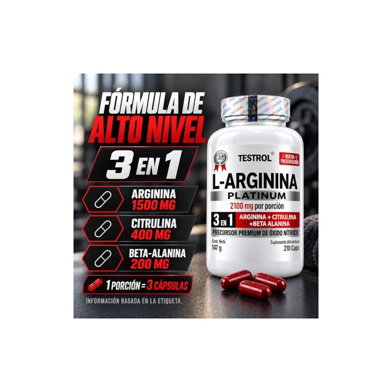 Arginina Platinum 2100mg Por Porción Citrulina Beta Alanina Pre Workout