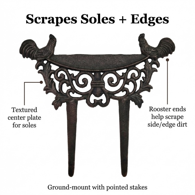Lulu Decor, Cast Iron Garden Boot Scraper, Solid Decorative Design