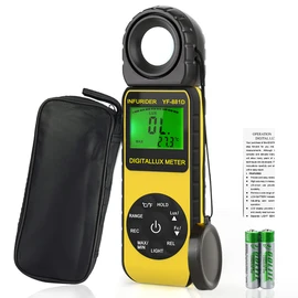 INFURIDER YF-881D Luminosity Meter, Digital Illuminance Meter, Exposure Meter, Portable, Illuminance & Temperature Measurement Simultaneously, 270° Rotating Meter, Data Recording, Backlight, 0.1