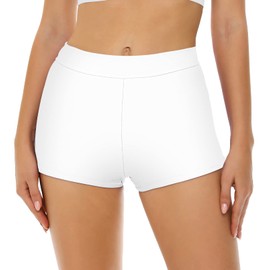 Bellecarrie - Pantalones cortos de natación para mujer, cintura alta, control de abdomen, pantalones cortos de natación de cobertura completa, Blanco, XX-Large