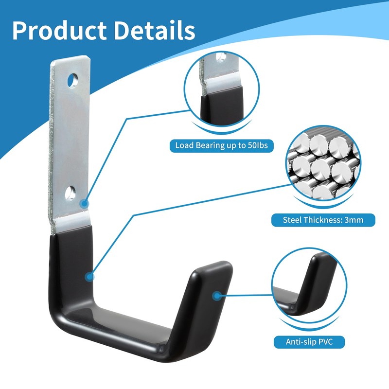 GeeWatom Heavy Duty Steel Garage Hooks,Garage Storage Utility Hooks,Anti-Slip Hanger,