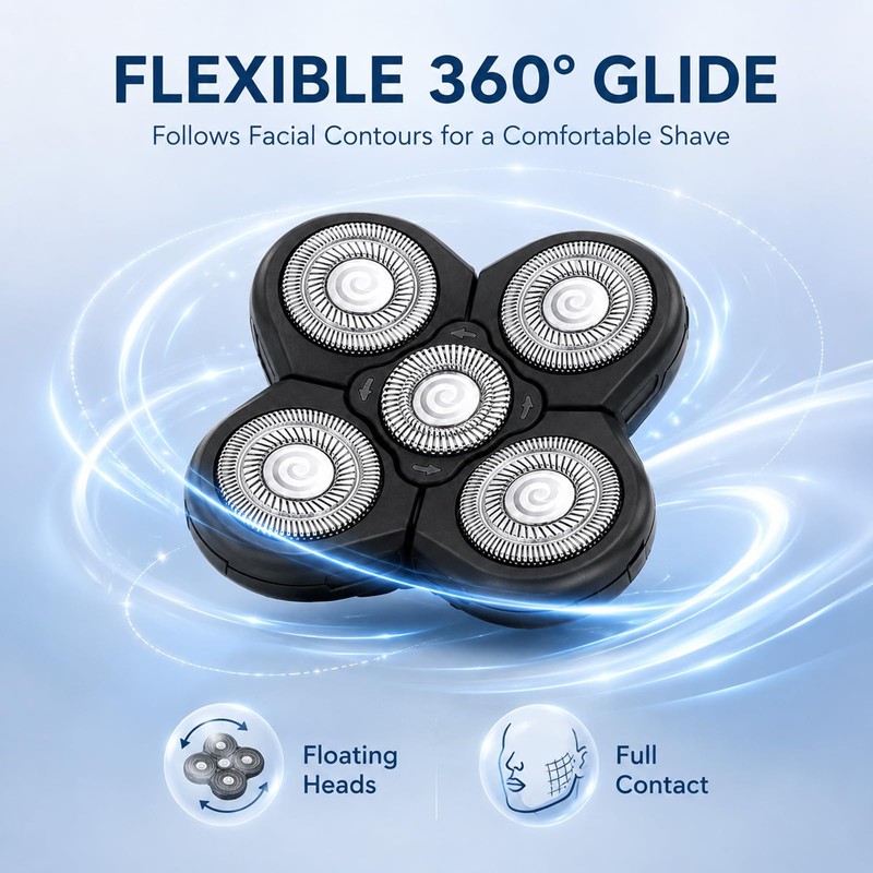 5-Head Electric Shaver Replacement Blades, 2-Pack 5D Floating Razor Heads