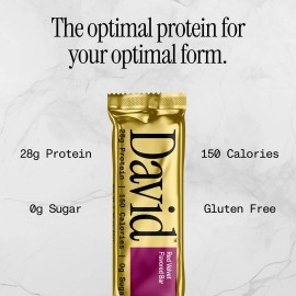 David Protein Bar, Red Velvet, 24 Protein Bars | 28g of Protein | 150 Calories |