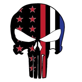 Punisher Skull Thin Blue Line Flag Decal Reflective US Flag Sticker Thin Blue Line Punisher Skull Sticker for Cars & Trucks