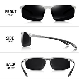Bircenpro Mens Sunglasses Polarised UV-Protection: Carbon Fiber Frame Sport Black Shades for Men Driving Fishing Cycling Golf BC2683