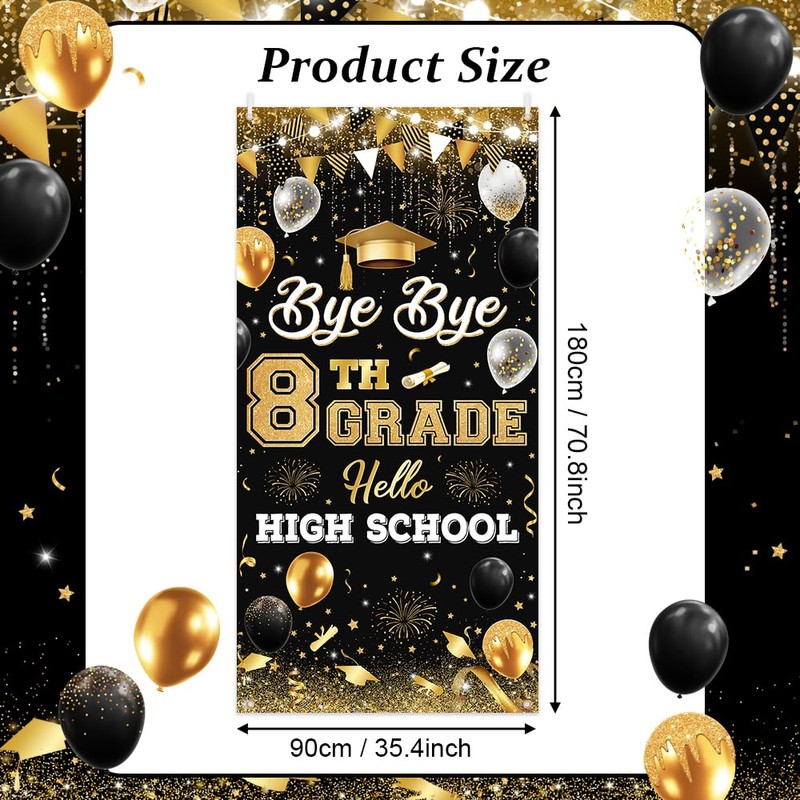 AIBIIN 8TH Grade Graduation Decorations 2026 Backdrop Bye Bye 8TH