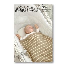 ShiFio's Patterns Baby Blanket Knitting Pattern, Double Knitting, 68cm x 71cm, Striped Design KP527