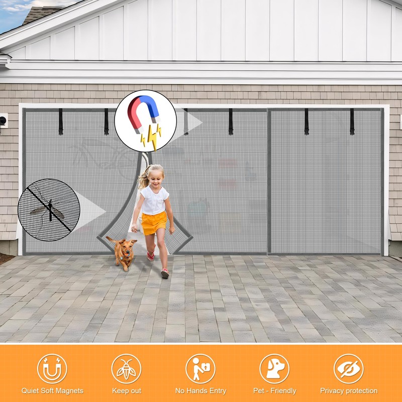 LIAMST Privacy Garage Door Screen Blackout for 2 Car Garage-16x8FT