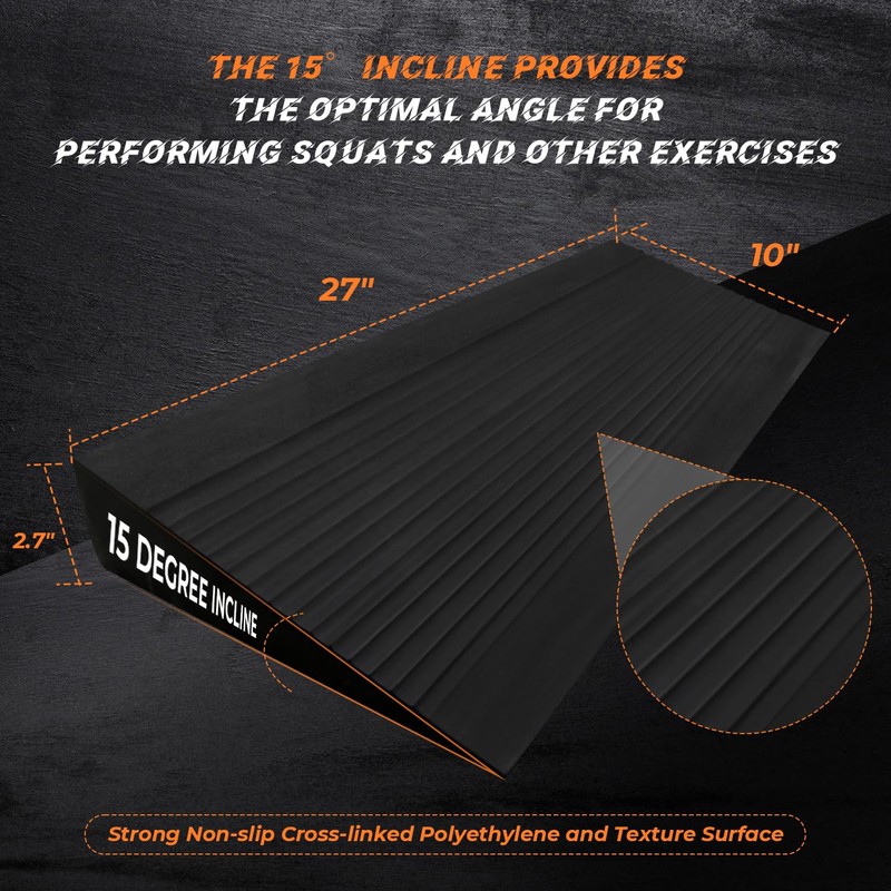 Squat Wedge Block - Large One-Piece Slant Board for Heel