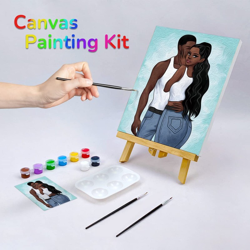 VOCHIC Couples Paint Party Kit Pre Drawn Canvas for Painting
