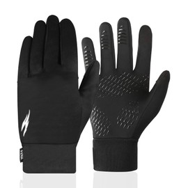 WESTWOOD FOX Winter Thermal Gloves Windproof Running Gloves Touch Screen Warm Anti Slip Silicone Cycling Gloves for Men Women,Elastic Cuff for Driving, Ski Running Football Sports (Black, M)