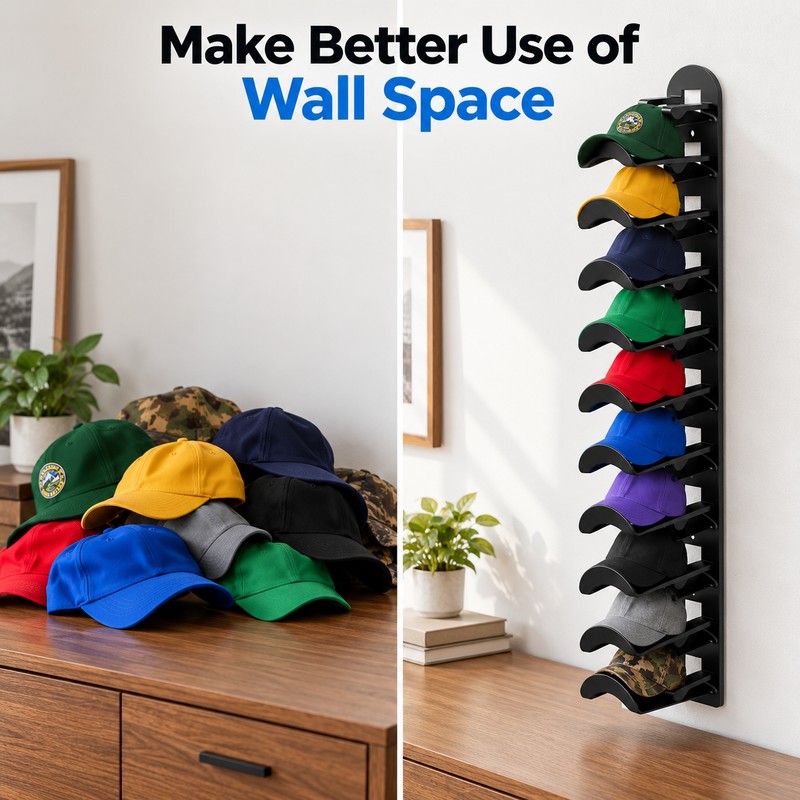 Wall-Mounted Baseball Cap Organizer – Multi-Layer ABS Hat Rack for